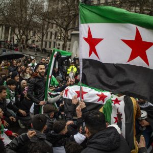 Syrian flag in trafalgar square